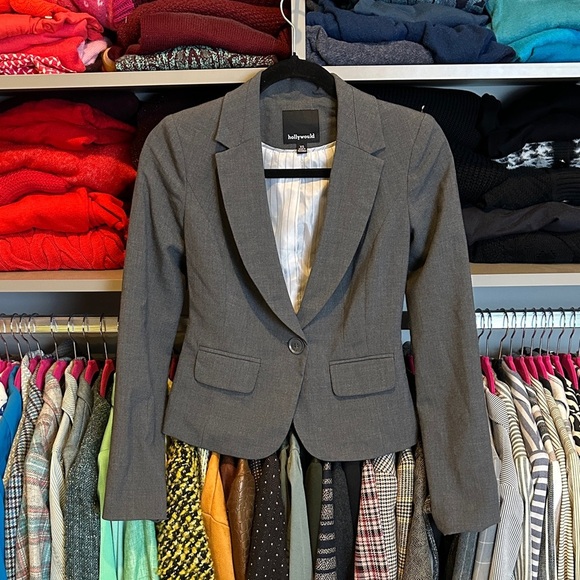 Hollywould gray one button closure 2 pocket blazer size XS NWOT - Picture 1 of 3